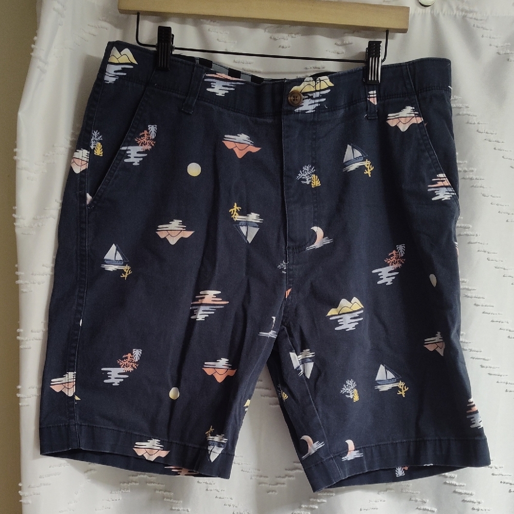 Men's Plugg Blue and Pink Patterned Shorts Size 36